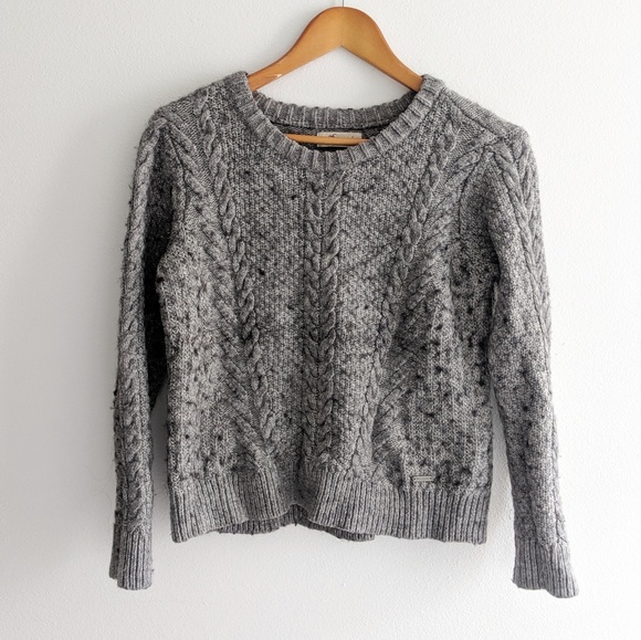 Hollister Sweaters - Hollister Grey Cropped Cable Knit Sweater Size S